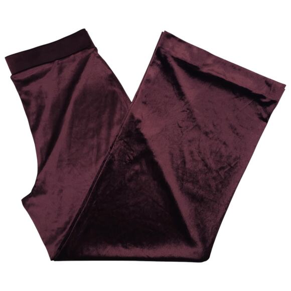 White House Black Market Pants Womens Medium Cabernet Liquid Velvet Wide Leg - Picture 1 of 12